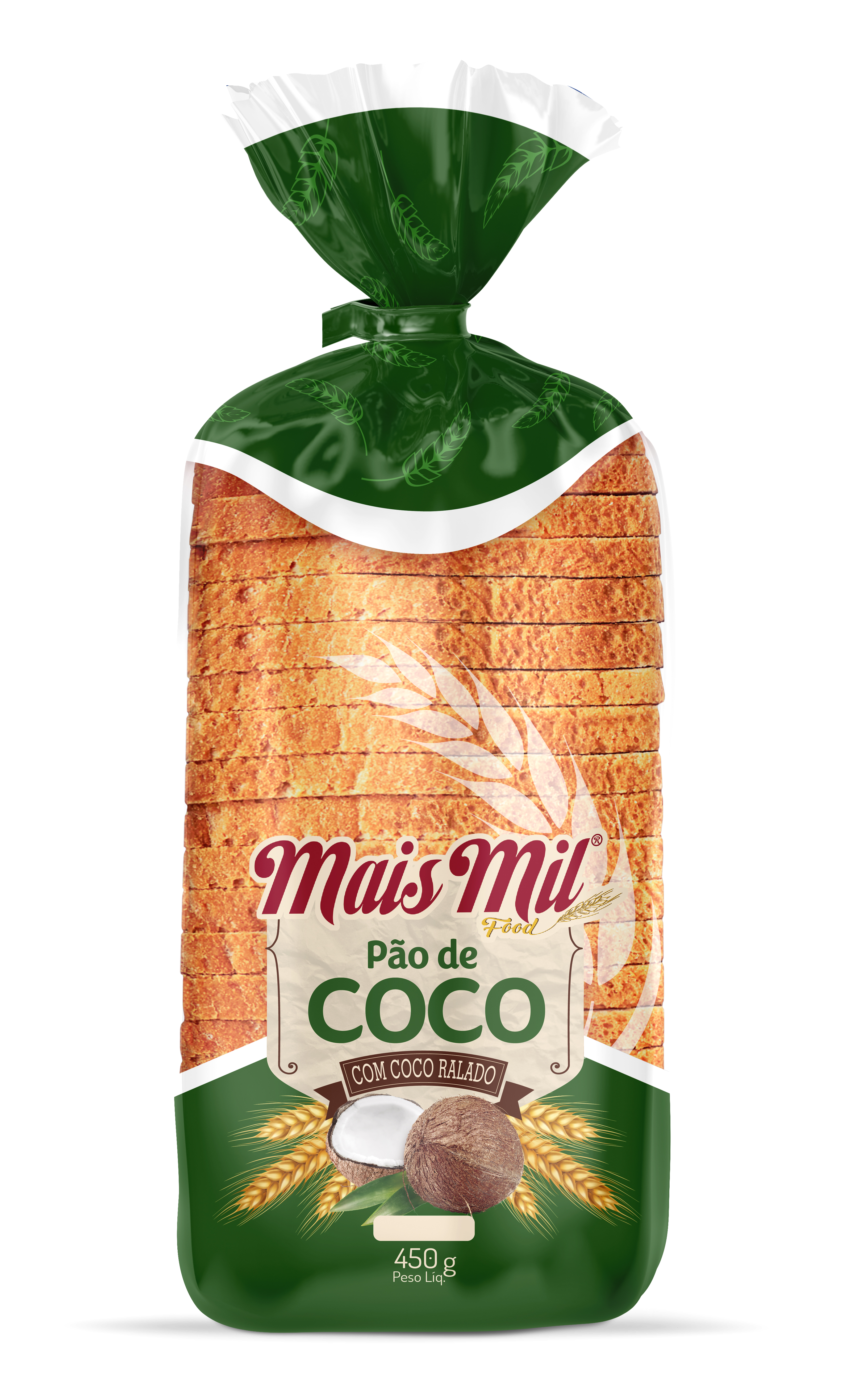 Pão de forma coco 450g